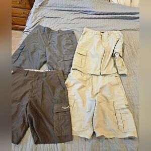 Lot Of 4 Quicksilver Men's Cargo Shorts - Black, Brown, Cream